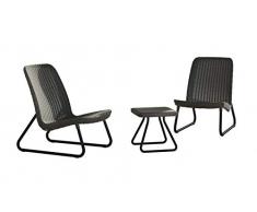 Keter Patio Lounge Set Rio, Plastica, Effetto Rattan, Grau, 2 posti