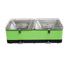 Feuerdesign Santorin Grill e Pinza per Barbecue, 2 Superfici Griglianti, Dimensioni 34 x 34 cm, Acciaio Inossidabile, Verde