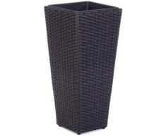 Secchio per pianta da giardino in polyrattan, incl. elemento in plastica per interno ed esterno, antracite, 28 x 28 x 60 cm