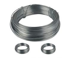 Relaxdays, Argento Filo di Ferro Zincato, Set da 3 Bobine, da Giardino, Cavo Metallico Sottile, L:50 m, D: 1 mm, Confezione da 3