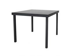 Chicreat, tavolo da giardino, alluminio/vetro, grigio/nero, 90 x 90 x 74 cm