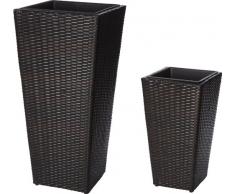 Gartenfreude Secchio per pianta da Giardino in polyrattan, incl. Elemento in plastica per Interno ed Esterno, Marrone Bicolor, 37 x 37 x 77 cm, 28 x 28 x 51 cm