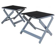 Ambientehome - Sgabello in Alluminio, 2 Pezzi Set Telaio Argento, Rivestimento Nero Imbottito 50215, Grigio