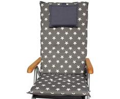 beo H328/HU326 HLK Cuscino per sedie da Giardino, 127 x 52 cm, Spessore 5.5 cm