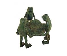Mr Fredrik 3 Frogs Holding Water Lily Fontana, Verde, 22x23x22 cm