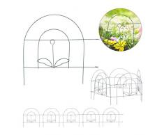 Relaxdays Beetzaun aiuole, 5 Pezzi, per Giardino, Recinzione Decorativa in Metallo, da Incastro, 34,5 x 245 cm, Verde