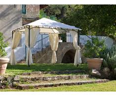 My Garden Gazebo Rodi, con Tende, 3 x 3 Metri, Ecrù