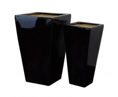 Gartenfreude - Vaso da Fiori in Ceramica, 27 x 27 x 47 cm, 19 x 19 x 36 cm, Colore: Nero