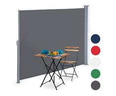 Relaxdays Tenda a Rullo Laterale, Protezione UV, Avvolgibile, Balcone, Terrazza, LxP: 180x300 cm, Grigia