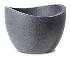 Scheurich - Wave Globe, Vaso Effetto Granito, Colore: Grigio Scuro (Schwarz-Granit), Ø 50 cm, Altezza: 37 cm