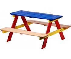 Dobar Bambini Divano per i Quattro Figli, Come Un Tavolo e sedie con Panca Picnic o Casinò, Legno FSC, 90 x 85 x 45 cm, colorato