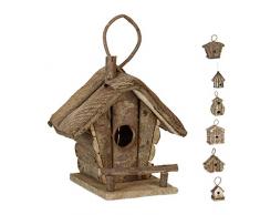 Reladays Casetta per Uccelli, da Appendere, Legno Non Trattato, Balcone, Giardino, HLP 28,5x20,5x17,5 cm, Naturale