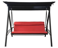 Rojaplast 17/4000 Altalena a Tre Posti in Legno da Giardino, Nero/Wine, 138x203x175 cm