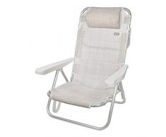 Aktive 53975 - Sedia Pieghevole Multiposizione Alluminio Beach 108x60x82 cm - Beige
