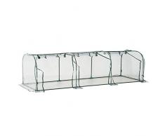 Outsunny Serra da Giardino per Piante con 3 Porte in Acciaio e PVC 300x100x80cm