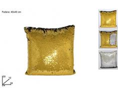 Due Esse DUE12659 Cuscino, 40 x 40 cm, Argento Oro