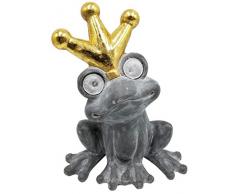 Dehner Statuetta Rana Friedrich, ca. 46.7 x 37 x 21.8 cm, Magnesia, Grigio/Oro Lampada Solare