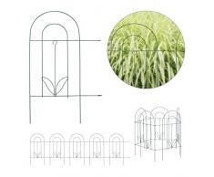 Relaxdays Recinzione da Giardino, Set 5 Pareti per Cortile, Recinto Decorativo, Metallo, Design Antico, 62x244, Verde