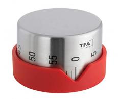 TFA 38.1027.05 Timer da Cucina a Pois, Colore: Rosso, Acciaio Inossidabile