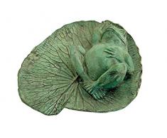 Mr Fredrik Frog Lying on Water Lily Fontana, Verde, 23x22x9 cm