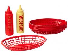 Charcoal Companion CC2029 Set per Barbecue con 6 Cestini, 6 Tovaglioli, 2 Bottiglie per Condimenti, 8.89x16.51x26.67 cm