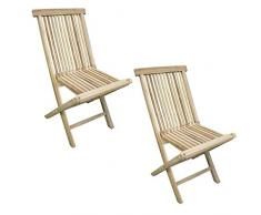 CHICREAT - Set di 2 sedie pieghevoli da giardino in legno di teak