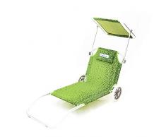 Pierre Cardin L.Tropic V, Spiaggina Prendisole Sdraio, Pieghevole, Parasole, Nancy, Fantasia Tropical Verde,145x63x15, Taglia Unica