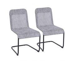 Outsunny Set 2 Sedie da Sala da Pranzo Salotto Giardino in Textilene con Struttura in Metallo, Grigio, 61x51x86 cm