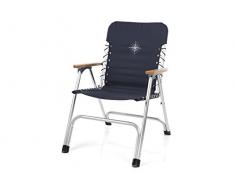 Campart CH-0623, Sedia da Barca Pescara Braccioli in Legno-Telaio in Alluminio Unisex, Blu, 74x62x92 cm