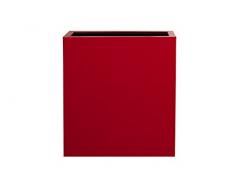 Hobby Flower Acciaio Plus - Vaso Rettangolare con Sistema di Auto-irrigazione, 65 x 25 x 75 cm, Rosso