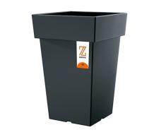 Zanvic Vaso in plastica Modello Classico Quadrato Alto Misure 24x24x36cm Antracite ZA155