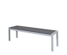 Chicreat Panchina in alluminio con superficie in polywood, 160 x 40 x 45 cm, argento e nero