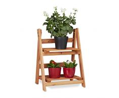 Relaxdays 10020745_58 Fioriera a Scaletta Legno Scaffale a Scala Portafiori da Interno 2 Ripiani Pieghevole HLP 51 x 41 x 25 cm Marrone