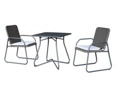 Westfield Outdoors Barite Bistro Rattan Effect, Set di 2 sedie e Tavolo da Giardino per Esterni Unisex-Adulto, Antracite/Bianco, L