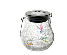 Solarline 403999 - Vaso solare in vetro effetto screpolato, trasparente, 10 x 10 x 9,2 cm