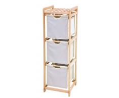 King Home C1513005 Cassettiera 3 Cassetti in Legno e Stoffa Ecru, 34X33X110H