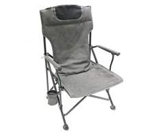 Homecall Sedia pieghevole da campeggio con schienale alto e imbottitura colore grigio