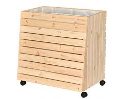 Wagner Aiuola rialzata Mobile GreenBOX (Taglia XL Massiccio 79 x 80 x 53/43 cm Ruote Custodia Inclusa, Legno Naturale