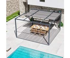 QEEQ.IT Arianna pergola Retrattile 3x3-struttura Antracite-Telo Bianco Alluminio