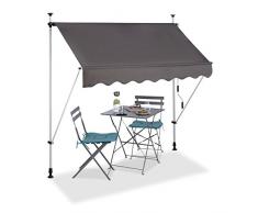 Relaxdays Tenda da Sole per Balcone a manovella Regolabile Resistente agli UV Poliestere Larghezza 200 cm Grigio Altezza, Senza Fori, Grau, 200x120 cm