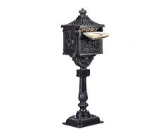 Relaxdays 10022960_46 Cassetta della Posta, Postale, Buca Lettere, Alluminio, Stile Antico Inglese, HxLxP: 114x41x28, Nero