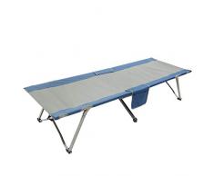 Homecall Letto pieghevole da campeggio con tasca laterale colore grigio/blu