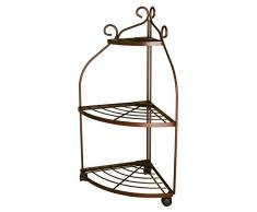 Louis Moulin 526 - Scaffale ad angolo, in metallo e ferro anticato, 39 x 92 cm