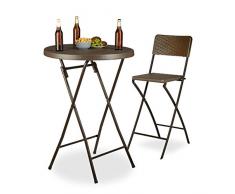 Relaxdays 10020759_93 Tavolo Alto Pieghevole Rotondo, Marrone, 80x80x110 cm