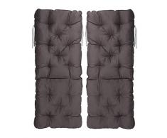 Meerweh Mare WEH Set con Schienale Alto Cuscino 120 x 50 x 8 cm, Schiena Adattatore CA 70 cm, Cuscino Imbottito, Grigio, 20067