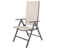 Chicreat Korfu Sedia pieghevole in alluminio, colore crema, 67 x 59 x 113 cm