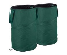 relaxdays Sacchi per Foglie Pop Up, Set da 2, per Fogliame e Rifiuti da Giardino, 120 l, Autoportanti, ∅: 44 cm, Verdi, Verde