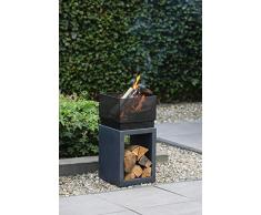 Ivyline Argilla Fibre Console braciere Quadrato + Metallo braciere 72 cm, Granito