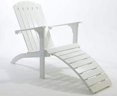 Ambiente Casa Sedia Adirondack Sedia a Sdraio Lettino Parte Solida del Piede incl Legno. FALUN, Bianco