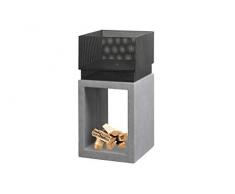 Ivyline Argilla Fibre Console braciere Quadrato + Metallo braciere 72 cm, Cemento